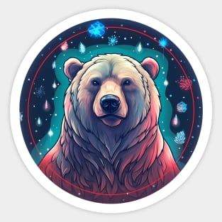 Grizzly Bear in Ornmament , Love Bears Sticker